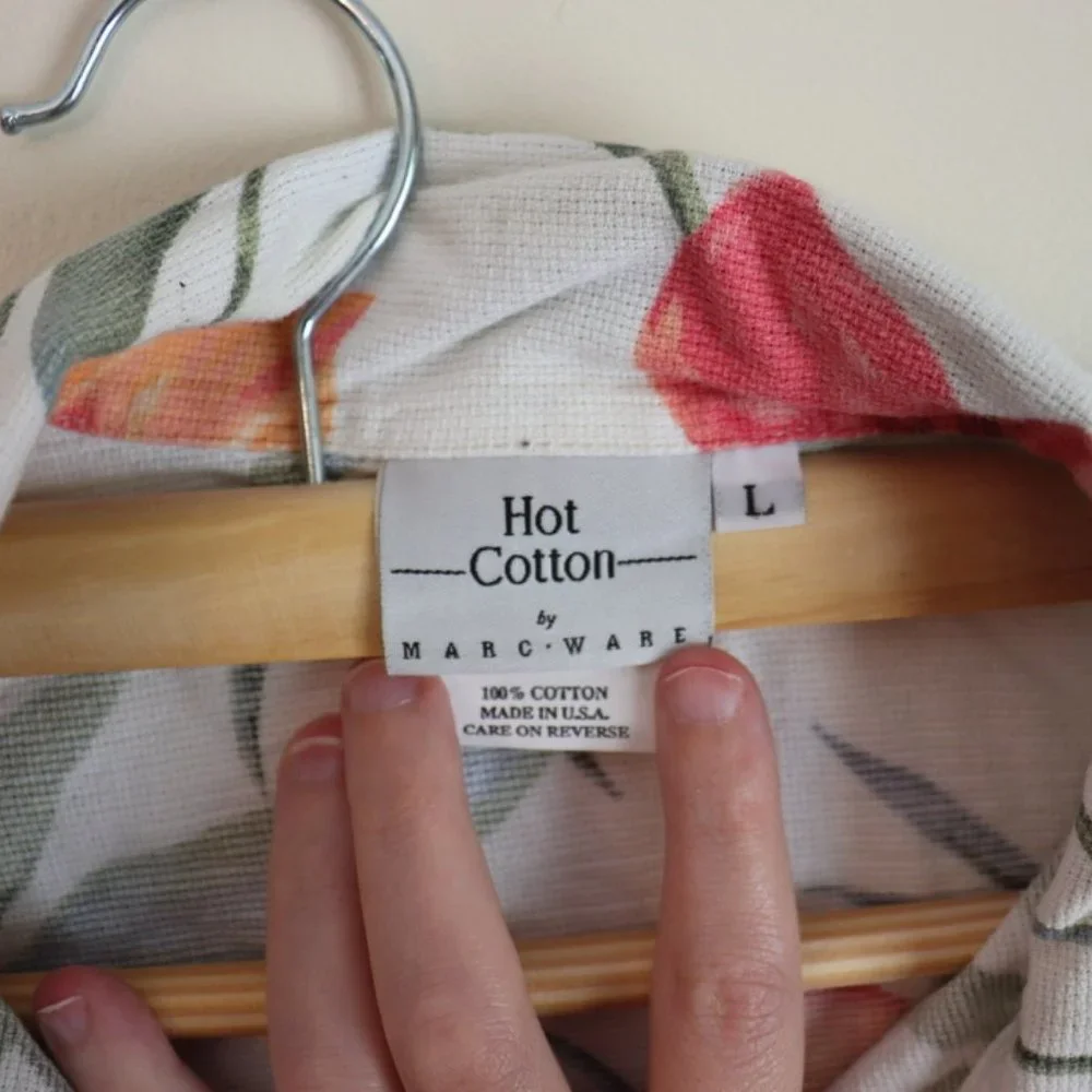 SOLD Hot Cotton 100% Cotton Tropical Floral Shirt Size L - Picture 2 of 5